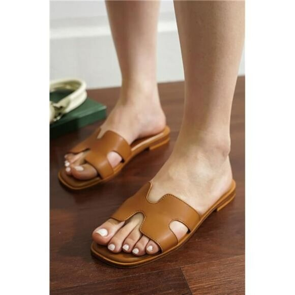 Project Cloud Leather Slide Sandals for Women Memory Foam Flat Slip On Shoes - Picture 5 of 7